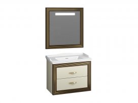 Комплект для ванной Карат 80 (бежевый глянцевый с золотой патиной) Opadiris