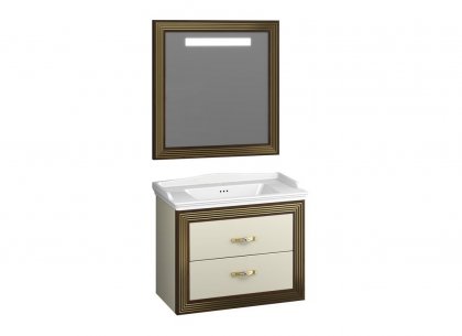 Комплект для ванной Карат 80 (бежевый глянцевый с золотой патиной) Opadiris