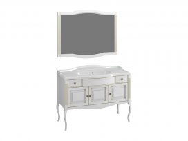 Комплект для ванной Лаура 120 (белый с бежевой патиной) Opadiris