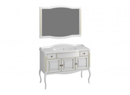 Комплект для ванной Лаура 120 (белый с бежевой патиной) Opadiris