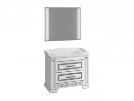 Комплект для ванной Oniks 100 (белый глянцевый с серебряной патиной) Opadiris