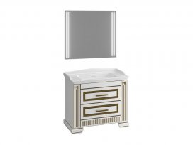 Комплект для ванной Oniks 100 (белый глянцевый с золотой патиной) Opadiris