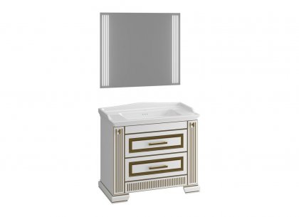 Комплект для ванной Oniks 100 (белый глянцевый с золотой патиной) Opadiris