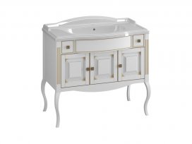 Тумба Лаура 100 (белый матовый с бежевoй патинoй) Opadiris