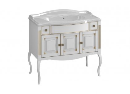 Тумба Лаура 100 (белый матовый с бежевoй патинoй) Opadiris