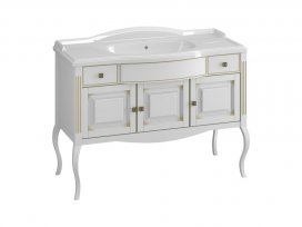 Тумба Лаура 120 (белый матовый с бежевой патиной) Opadiris