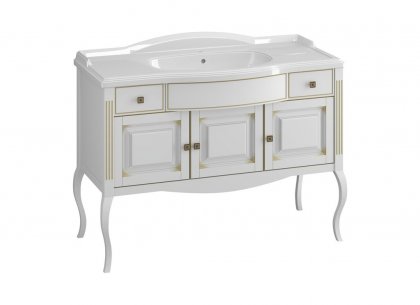 Тумба Лаура 120 (белый матовый с бежевой патиной) Opadiris