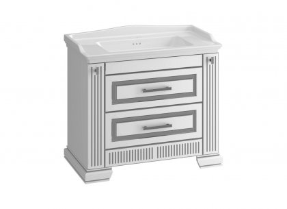 Тумба Oniks 100 (белый глянцевый с серебряной патиной) Opadiris