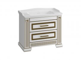 Тумба Oniks 100 (белый глянцевый с золотой патиной) Opadiris