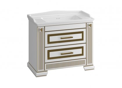 Тумба Oniks 100 (белый глянцевый с золотой патиной) Opadiris