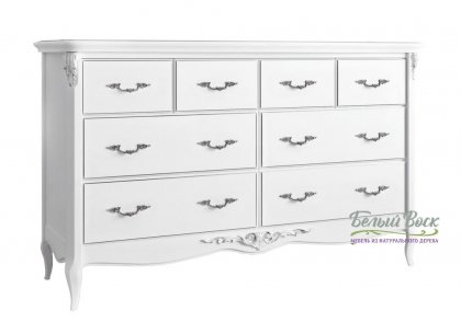 Комод широкий 8 ящиков Silvery Rome S134-K00-S