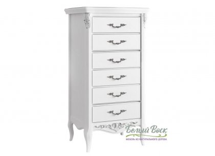 Комод высокий 6 ящиков Silvery Rome S108-K00-S