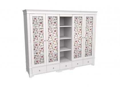 Шкаф 5-дверный со стеклянными дверями и полками БЕЙЛИ