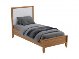 Кровать Бридж 90х200 с мягким изголовьем (браун / белый лак) 92090М