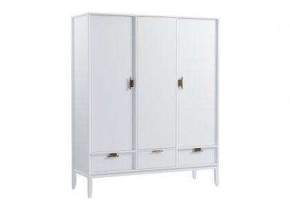 Шкаф 3х дверный Бридж с глухими дверями (белый лак) 91033