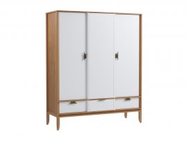 Шкаф 3х дверный Бридж с глухими дверями (браун / белый лак) 92033