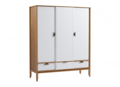 Шкаф 3х дверный Бридж с глухими дверями (браун / белый лак) 92033