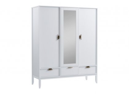 Шкаф 3х дверный Бридж с зеркалом (белый лак) 91033SP