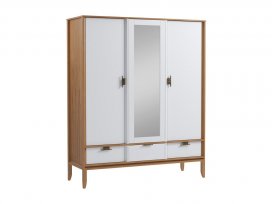 Шкаф 3х дверный Бридж с зеркалом (браун / белый лак) 92033SP