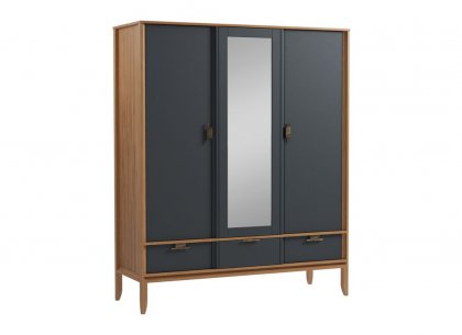 Шкаф 3х дверный Бридж с зеркалом (браун / серый 7012) 96033SP