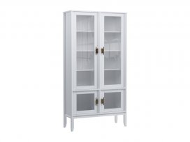 Шкаф для посуды Бридж широкий с 4-мя стеклянными дверями (белый лак) 91400