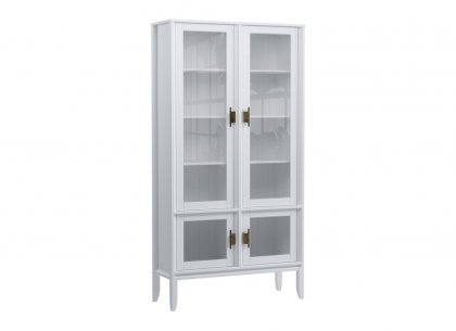 Шкаф для посуды Бридж широкий с 4-мя стеклянными дверями (белый лак) 91400