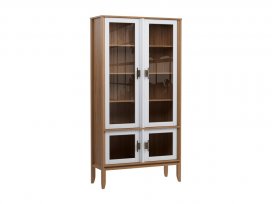 Шкаф для посуды Бридж широкий с 4-мя стеклянными дверями (браун / белый лак) 92400