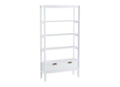 Стеллаж Бридж сквозной широкий с 1 ящиком (стеллаж 001) (белый лак) 91201