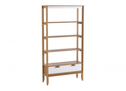 Стеллаж Бридж сквозной широкий с 1 ящиком (стеллаж 001) (браун / белый лак) 92201