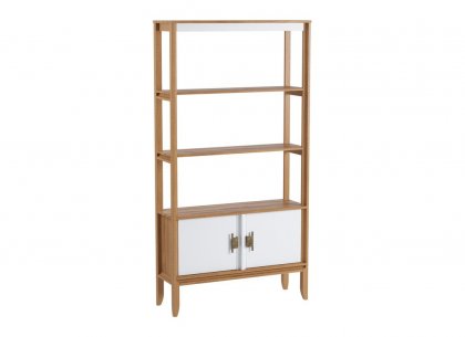 Стеллаж Бридж сквозной широкий с 2 дверями (стеллаж 020) (браун / белый лак) 92020