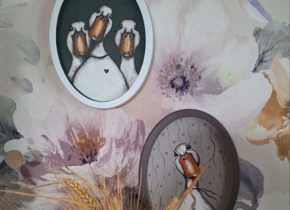 Картина Гуси маленький овал