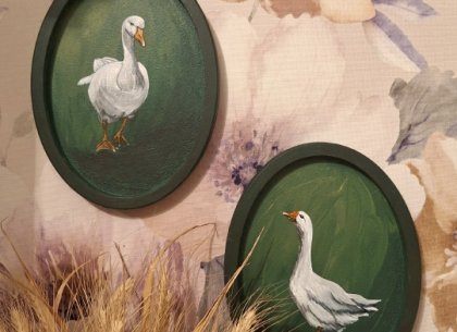 Картина Гуси на траве