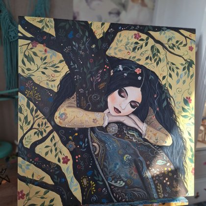 Картина Девушка на дереве бохо