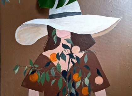 Картина Девушка с апельсиновым деревом