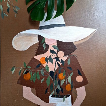 Картина Девушка с апельсиновым деревом