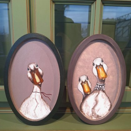 Картина Гуси овал 2