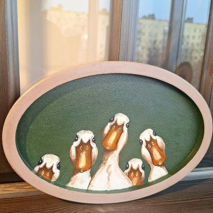 Картина Гуси овал