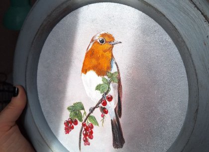 Картина Зарянка на смородине