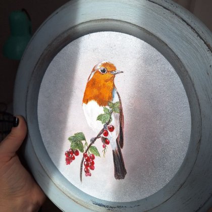 Картина Зарянка на смородине