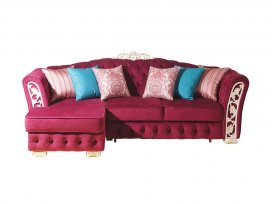 Диван двойной с оттоманкой Турин (ткань красная)