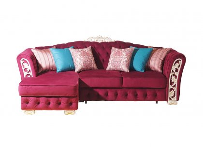 Диван двойной с оттоманкой Турин (ткань красная)