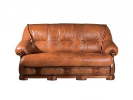 Диван тройной Классика (кожа коричневая)