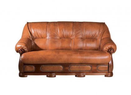 Диван тройной Классика (кожа коричневая)