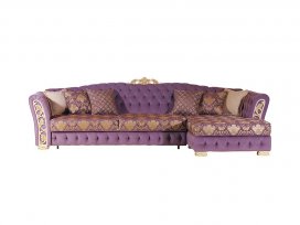 Диван тройной с оттоманкой Турин (ткань фиолетовая)