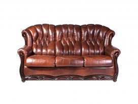 Диван тройной Венеция (кожа коричневая)