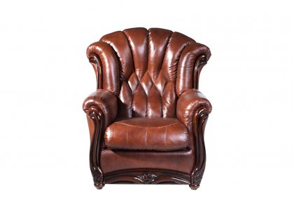 Кресло Венеция (кожа коричневая)