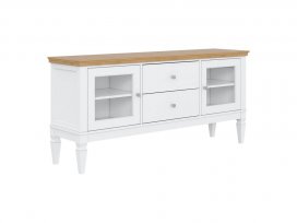 Тумба ТВ Ольса 22 (1600) стекло (белый лак + антик 24)