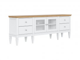 Тумба ТВ Ольса 24 (2000) стекло (белый лак + антик 24)