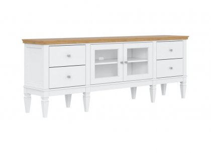 Тумба ТВ Ольса 24 (2000) стекло (белый лак + антик 24)