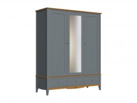 Шкаф 33 Пенни комбинированный с 1-м зеркалом (серый 7046/антик 24)